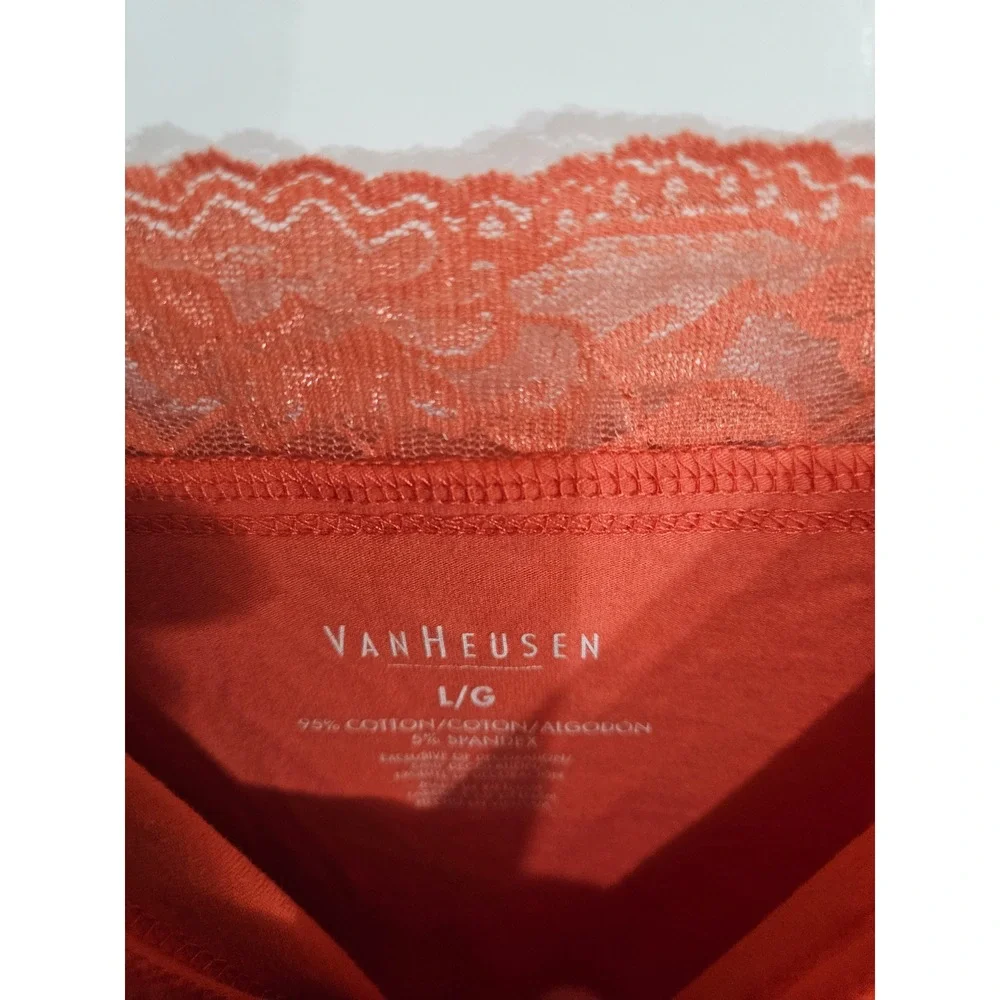 Van Heusen Coral Orange Lace Trim Camisole Top Adjustable‎ Straps Women Large